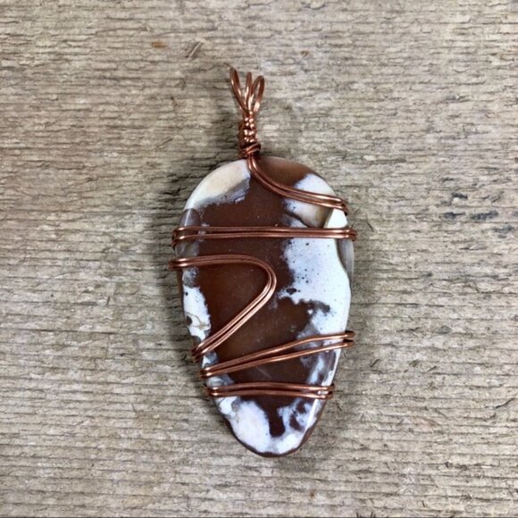 Rough Cut Natural Wire Wrapped Stone Necklace Pendant - Picture 1 of 4